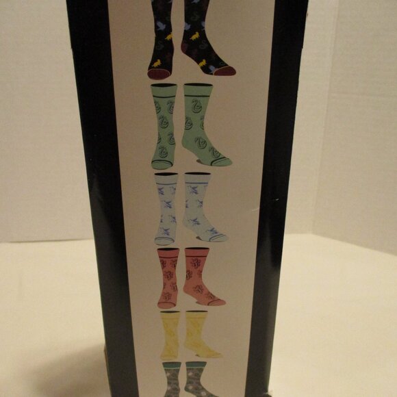 Harry Potter Socks Bioworld NEW Woman Size 8-12 Blue Yellow Pink Crew Set Of 6 - Picture 7 of 8